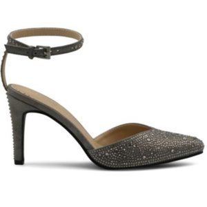 Adrienne Vittadini Norena Crystal Embellished Pewter Heel-NWT